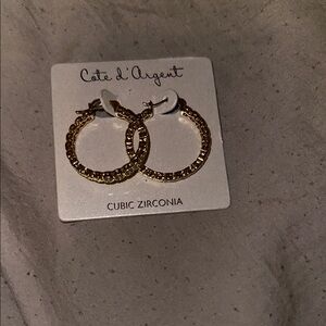 Gold Hoop Earrings with Cubic Zirconia